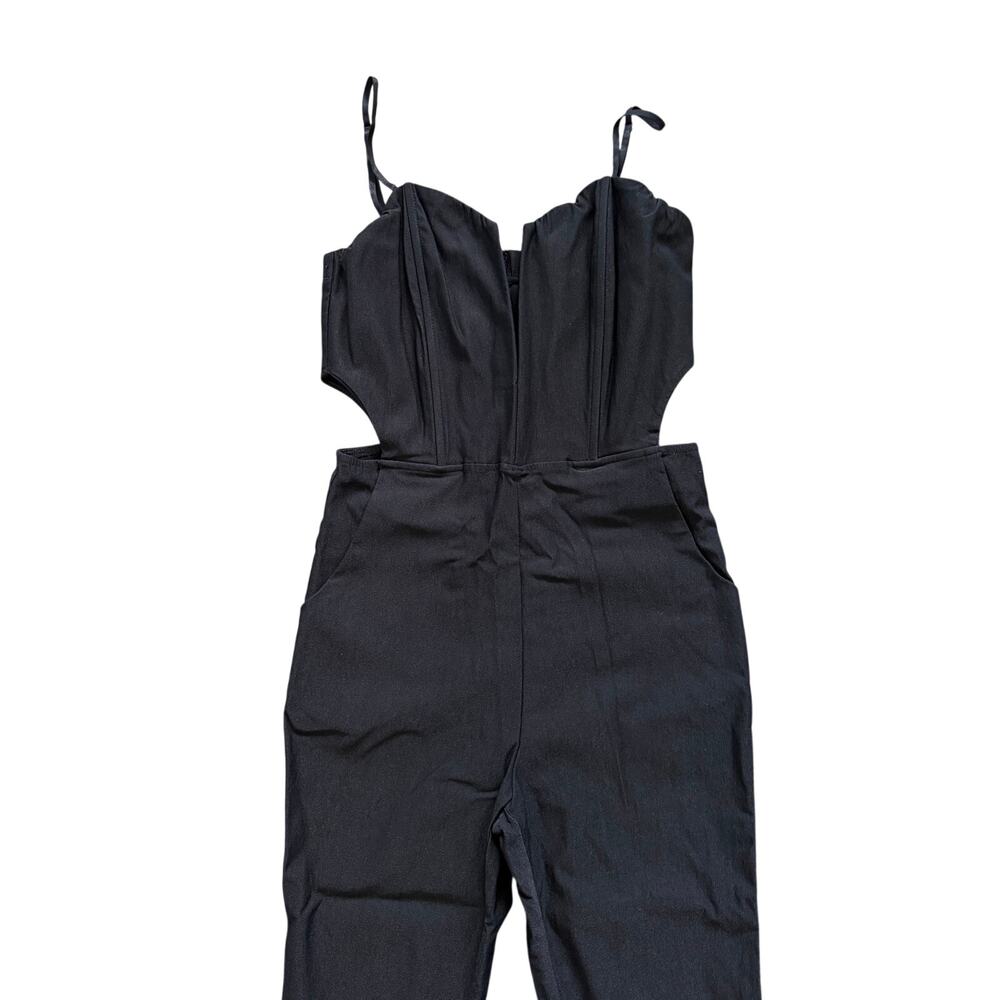 Nasty Gal Midnight Run Cut Out Jumpsuit Bodycon Black Medium EUC - Picture 7 of 9